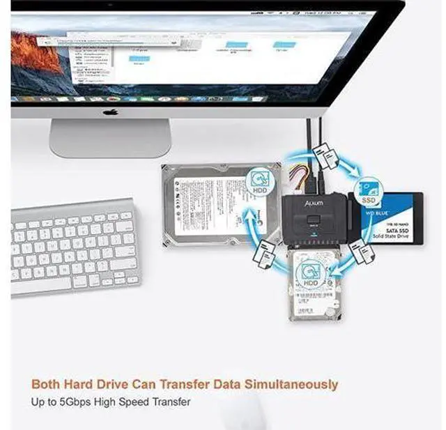 Alt view image 7 of 7 - USB 30 to IDE SATA Converter for Universal 25 amp 35 inches SATA HDD SDD amp IDE HDD Drives Support One Touch Backup Function Hard Drive Adapter with 12V 2A Power Adapter and USB 30 Cable