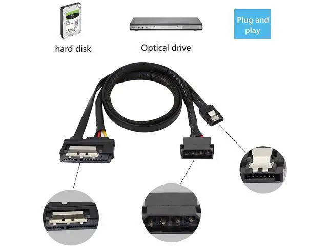 Alt view image 4 of 6 - SATA 6G Data Cable, SATA Power 2-in-1 Extension Cord, LP4 IDE 4 pin to SATA 15P Female with Serial ATA III 7 Pin Female for HDD, SSD, Optical Drives, DVD Burners, PCI Cards etc - 19.7in (2 Pack)