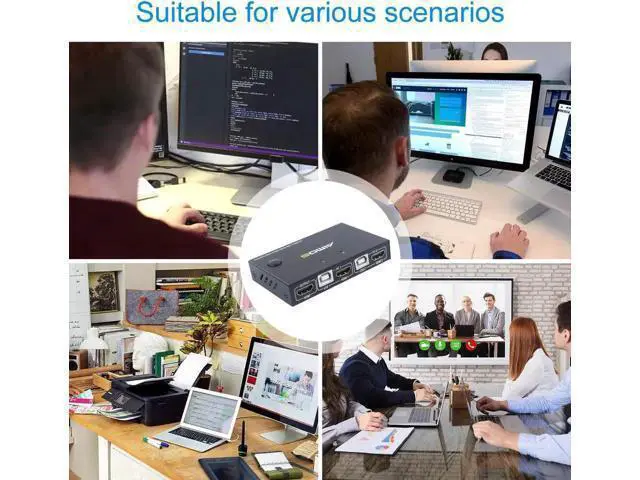 Alt view image 6 of 7 - KVM Switch HDMI 2 Port Box, AIMOS USB and HDMI Switches 4 USB Hub, UHD 4K @30Hz, for 2 Computers Share Keyboard Mouse and one HD Monitor