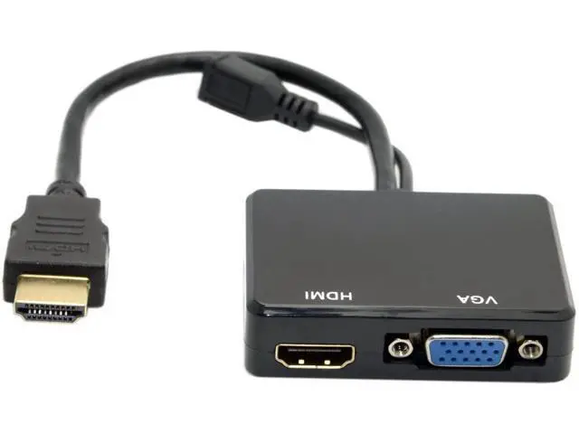 Alt view image 3 of 7 - Cablecc HDMI to VGA & HDMI Female Splitter with Audio Video Cable Converter Adapter For HDTV PC Monitor