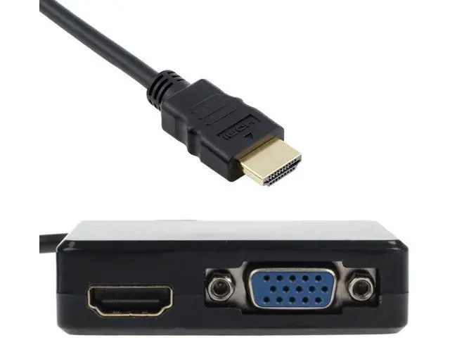 Alt view image 5 of 7 - Cablecc HDMI to VGA & HDMI Female Splitter with Audio Video Cable Converter Adapter For HDTV PC Monitor
