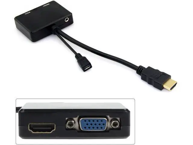Alt view image 4 of 7 - Cablecc HDMI to VGA & HDMI Female Splitter with Audio Video Cable Converter Adapter For HDTV PC Monitor