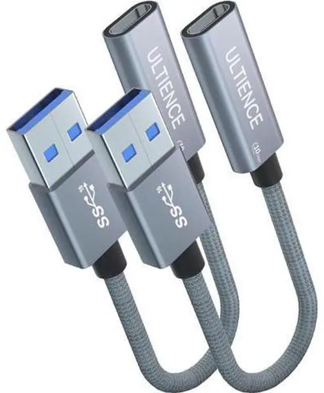 Main image of USB to USB C Cable Adapter 2 Pack USB C Female to USB A Male Adapter - 10Gbps Data Transfer 60W Fast Charging Type-C 3.2 Converter Compatible with Laptops PCs Flash Drives (0.41 Ft Grey)