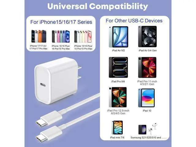 Alt view image 6 of 7 - Fast Charger for iPhone 17/16/15 Charger,10FT Extra Long Fast Charging 3Pack Block USB-C to USB C Fast Charging Cable Cord for iPhone Air/17 Pro Max/iPhone 16 Pro/16 Plus/15 Pro Max,iPad Pro/Air/Mini
