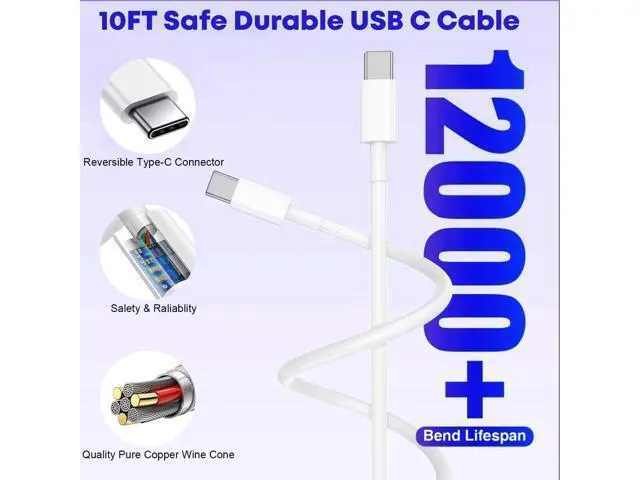 Alt view image 5 of 7 - Fast Charger for iPhone 17/16/15 Charger,10FT Extra Long Fast Charging 3Pack Block USB-C to USB C Fast Charging Cable Cord for iPhone Air/17 Pro Max/iPhone 16 Pro/16 Plus/15 Pro Max,iPad Pro/Air/Mini