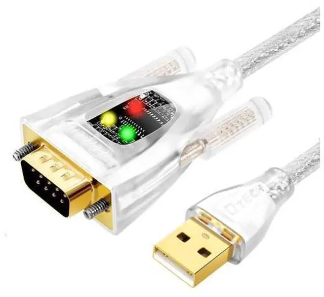 Main image of DTECH USB to Serial RS-232 Adapter Features FTDI Chip DB9 9 Pin RS232 to USB Cable 3ft FT231 Chipset Support Windows 11 10 8 7 XP Mac OS Linux Data Lights Detect