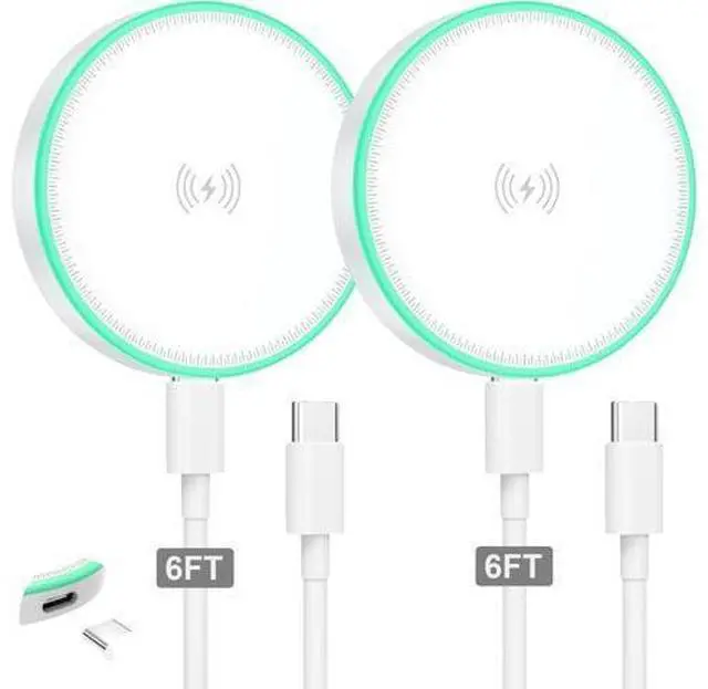 Main image of MagSafe Charger 2Pack 15W Magnetic Wireless Charger Fast Charging Pad with 6FT USB C to USB C Cable Compatible with iPhone 16/15/14/13/12 Series & AirPods 3/2/Pro | Strong Magnet Technology