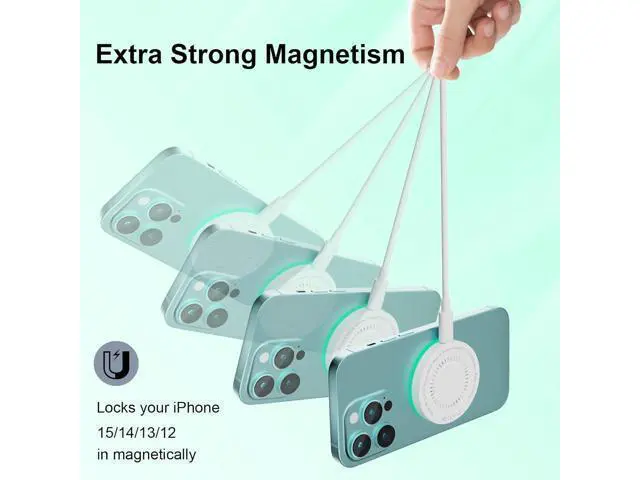 Alt view image 5 of 7 - MagSafe Charger 2Pack 15W Magnetic Wireless Charger Fast Charging Pad with 6FT USB C to USB C Cable Compatible with iPhone 16/15/14/13/12 Series & AirPods 3/2/Pro | Strong Magnet Technology