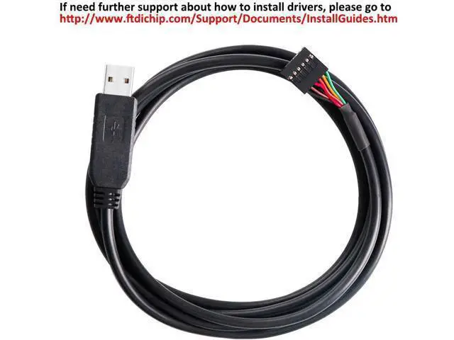 Alt view image 2 of 6 - DTECH FTDI USB to TTL Serial Adapter 5V Cable 6 Pin Female Socket Header UART IC FT232RL Chip for Windows 10 8 7 Linux MAC OS (3ft, Black)