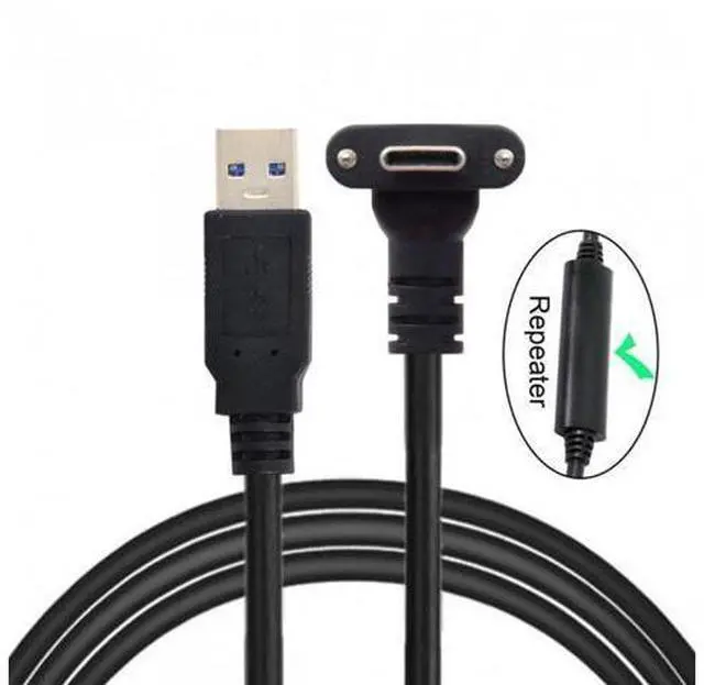Main image of FVH CY UC-128-8.0M 8.0M Down Up Angled USB 3.1 Type-C Dual Screw Locking to USB3.0 Data GL3523 Repeater Cable 90 Degree for Camera Oculus Quest Link
