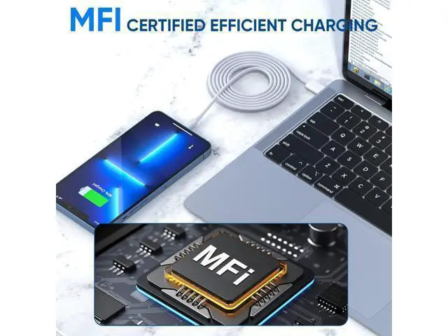 Alt view image 4 of 7 - 3 Pack Fast Charger iPhone MFi Certified6FT iPhone Charger Fast Charging USB C Block Wall Adapter 6 Foot Type C to Lightning Cable for iPhone 14 Pro Max/14 Plus/13 Pro/12/12Pro/11/XS/X AirPods