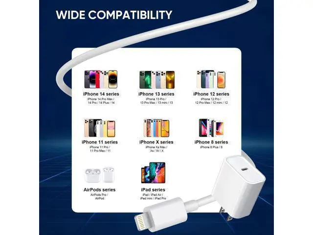 Alt view image 7 of 7 - 3 Pack Fast Charger iPhone MFi Certified6FT iPhone Charger Fast Charging USB C Block Wall Adapter 6 Foot Type C to Lightning Cable for iPhone 14 Pro Max/14 Plus/13 Pro/12/12Pro/11/XS/X AirPods