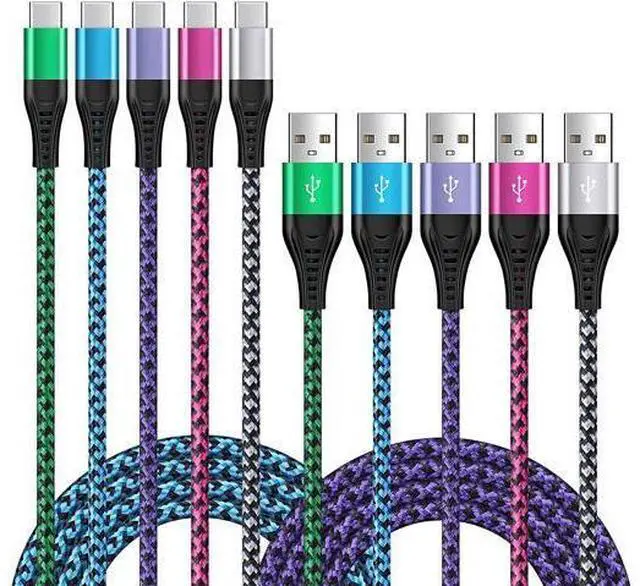 Main image of Type C Charger Fast Charging Power Cord 5Pack 6FT Android USB C Charging Cable Braided Phone Charger for Samsung Galaxy S21 S20 A02S A12 A32 A42 A52 A11 Moto G Stylus/G Power/G Play G7 LG Stylo 6 5 4