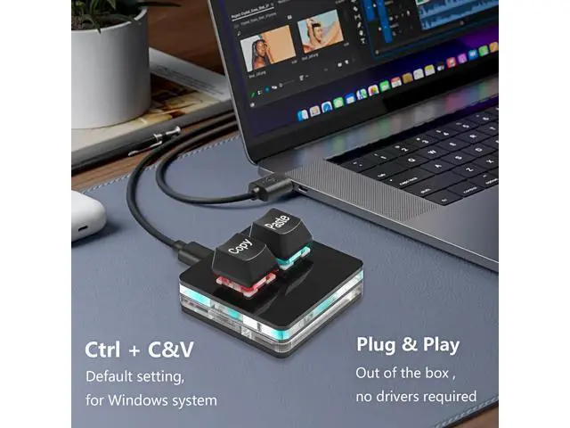 Alt view image 4 of 7 - USB Mini 2 Key Keypad 2-Key Copy Paste Keyboard OSU Keypad HotSwap One Handed Mechanical Gaming Keyboard with USB Cable for Accounting Working or Rhythm Games