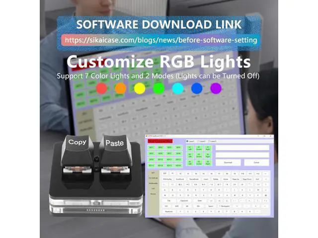 Alt view image 3 of 7 - USB Mini 2 Key Keypad 2-Key Copy Paste Keyboard OSU Keypad HotSwap One Handed Mechanical Gaming Keyboard with USB Cable for Accounting Working or Rhythm Games