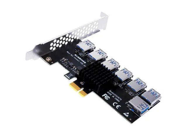 Alt view image 2 of 6 - Gold PCI Express Multiplier Riser PCIE 1 to 7 PCI Express X16 USB Miner Adapter Extender PCI-e Riser For PC Graphics Card Mining
