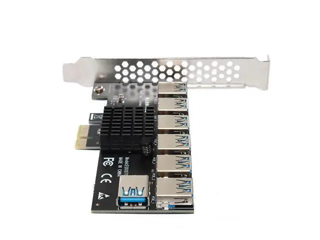 Alt view image 4 of 6 - Gold PCI Express Multiplier Riser PCIE 1 to 7 PCI Express X16 USB Miner Adapter Extender PCI-e Riser For PC Graphics Card Mining