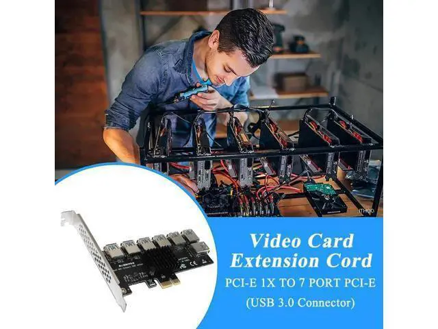 Alt view image 3 of 6 - Gold PCI Express Multiplier Riser PCIE 1 to 7 PCI Express X16 USB Miner Adapter Extender PCI-e Riser For PC Graphics Card Mining
