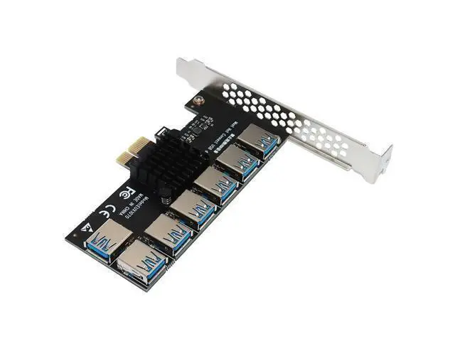 Alt view image 5 of 6 - Gold PCI Express Multiplier Riser PCIE 1 to 7 PCI Express X16 USB Miner Adapter Extender PCI-e Riser For PC Graphics Card Mining