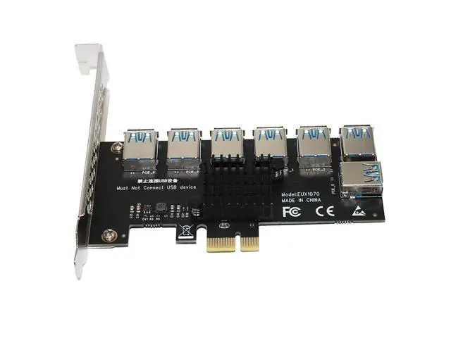 Alt view image 6 of 6 - Gold PCI Express Multiplier Riser PCIE 1 to 7 PCI Express X16 USB Miner Adapter Extender PCI-e Riser For PC Graphics Card Mining