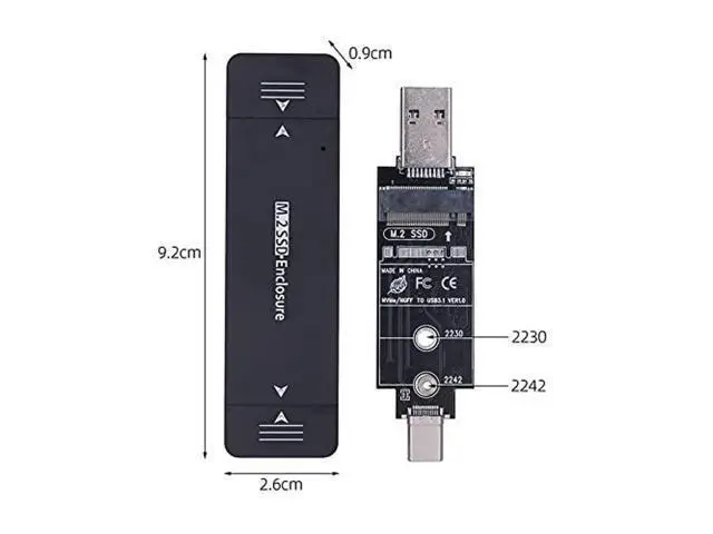 Alt view image 2 of 5 - NFHK Combo Type-C & USB3.0 to NVME M-Key M.2 NGFF SATA SSD PCBA Case 2230/2242mm Adapter RTL9210B Chipset