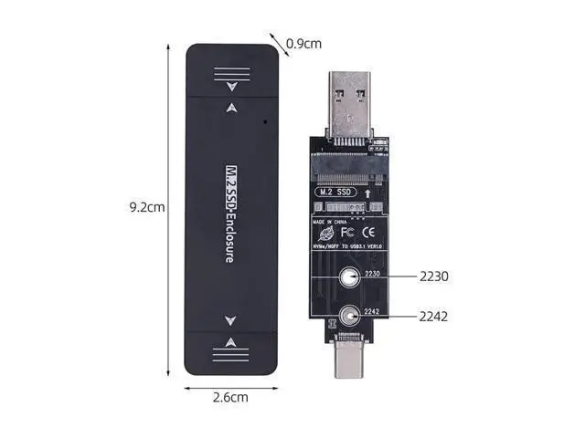 Alt view image 2 of 5 - NFHK Combo Type-C & USB3.0 to NVME M-Key M.2 NGFF SATA SSD PCBA Case 2230/2242mm Adapter RTL9210B Chipset