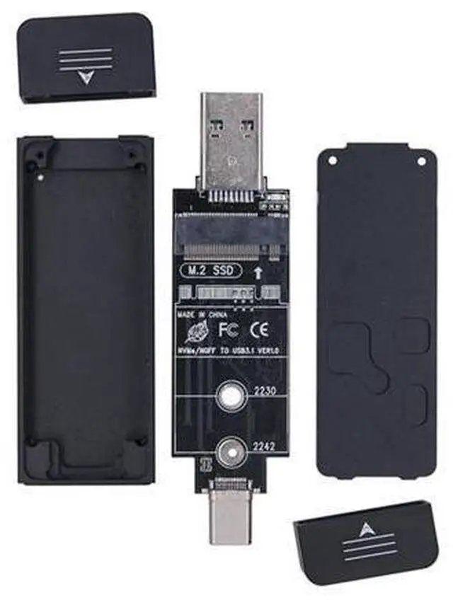 Main image of Combo Type-C & USB3.0 to NVME M-key M.2 NGFF SATA SSD PCBA Case 2230/2242mm Adapter RTL9210B Chipset