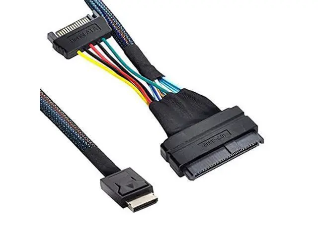 Alt view image 2 of 5 - NFHK Oculink SFF-8611 to U.2 U.3 SFF-8639 NVME PCIe PCI-Express SSD Cable for Mainboard SSD