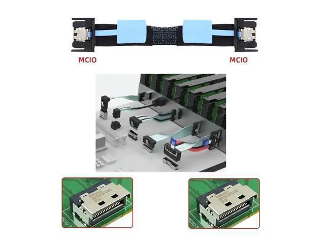 Alt view image 5 of 5 - PCI-E 5.0 MCIO Mini Cool Edge IO PCI-E 4i 38Pin Male to MCIO 4i SFF-TA-1016 Extender Cable 50cm/1.6ft