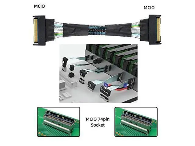 Alt view image 3 of 5 - Slimline MCIO 8i 74Pin Male to MCIO PCIE 5.0 4.0 74Pin Male Extender Cord, PCI-E 5.0 Mini Cool Edge IO MCIO Cable 50cm