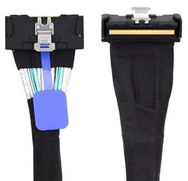 Main image of PCI-E 5.0 Mini Cool Edge IO MCIO PCI-E MCIO 74Pin Male to Slimline SAS 8i 74Pin Male Extender Angled Cable 1.15ft