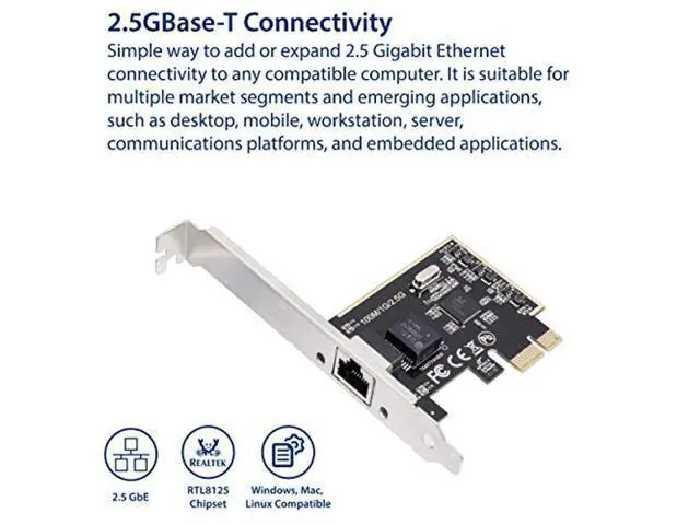 Alt view image 2 of 5 - IO CREST 2.5 Gigabit Ethernet PCI Express PCI-E Network Interface Card 10/100/1000/25000 Mbps RJ45 LAN SI-PEX24059