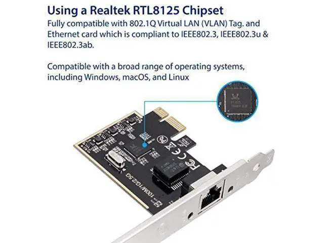 Alt view image 3 of 5 - IO CREST 2.5 Gigabit Ethernet PCI Express PCI-E Network Interface Card 10/100/1000/25000 Mbps RJ45 LAN SI-PEX24059