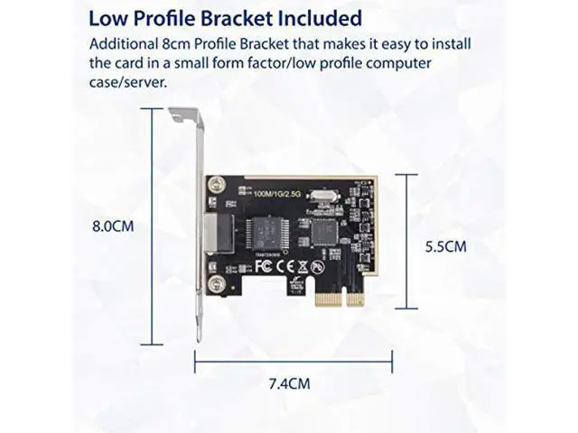 Alt view image 5 of 5 - IO CREST 2.5 Gigabit Ethernet PCI Express PCI-E Network Interface Card 10/100/1000/25000 Mbps RJ45 LAN SI-PEX24059