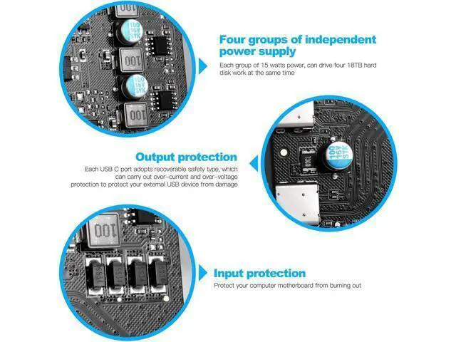 Alt view image 6 of 7 - PCIe Gen3 x2 USB 3.2 / 3.1 Card ASM3142- PCI Express to 4-Port Type C HUB Internal Expansion Card Controller Adapter PCI Express Card Desktop PC Support Multiple INs