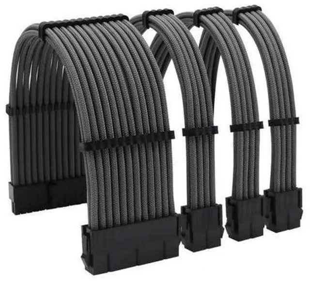 Main image of Soft Braided ATX PSU Power Extension Cable 24Pin + CPU 8Pin + GPU 8pin (6+2)Pin PCI-E Kit for Motherboard CPU Cord(Grey)
