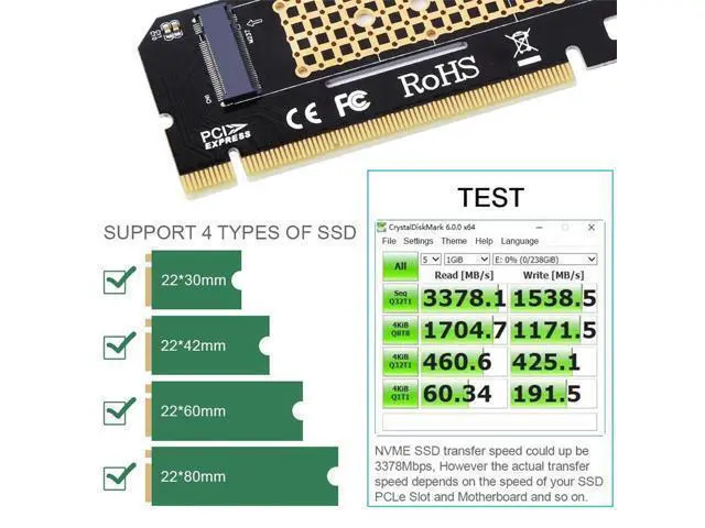 Alt view image 5 of 7 - M.2 to pcie x16 adapter Card pci-e to m.2 convert adapter NVMe SSD Adaptor m2 M Key Interface PCI Express 3.0