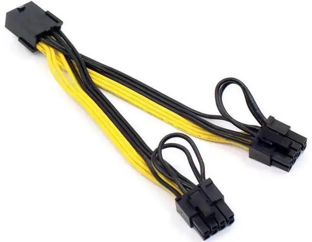 Alt view image 2 of 12 - BGNing 8pin to Dual PCIe 8 Pin (6+2) Graphics Card PCI-E Cable 8p Female to 2 Port Male Power Splitter Cable GPU 18AWG Wire