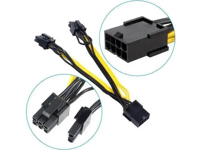 Alt view image 6 of 12 - BGNing 8pin to Dual PCIe 8 Pin (6+2) Graphics Card PCI-E Cable 8p Female to 2 Port Male Power Splitter Cable GPU 18AWG Wire