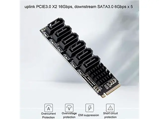 Alt view image 5 of 5 - PCIe Sata Expansion Card M.2 to SATA3.0 Adapter Card, 6Gbps High Speed Sata Expansion Card, ASM1166 M.2 PCIE to SATA Expansion Card with Smart Indicator, M.2 Sata Adapter