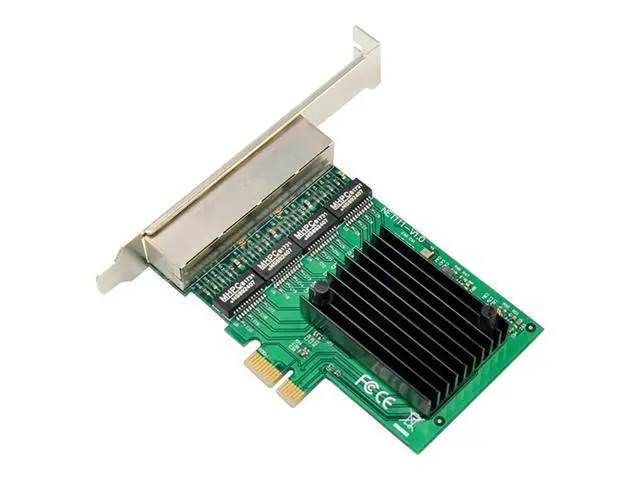 Alt view image 3 of 4 - RJ-45 4-Port Ethernet Server Adapter Gigabit Network Card PCI-E X1 Interface