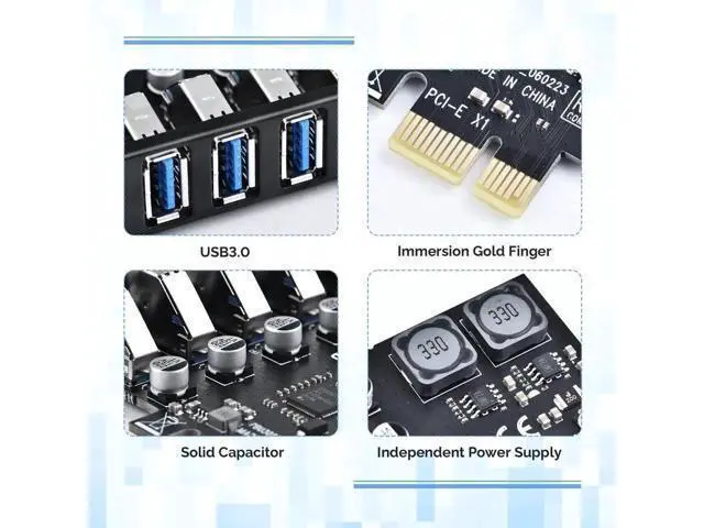 Alt view image 6 of 7 - PCIE USB 3.0 Card 7 Ports PCI Expree to USB Expansion Card Super Speed 5Gbps PCI-e USB3 Hub Controller Adapter for Windows 11/10/8/7/XP/Vista