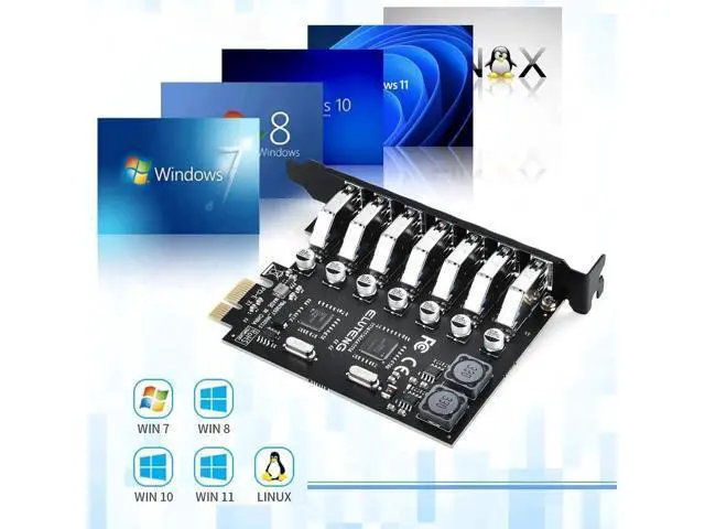 Alt view image 5 of 7 - PCIE USB 3.0 Card 7 Ports PCI Expree to USB Expansion Card Super Speed 5Gbps PCI-e USB3 Hub Controller Adapter for Windows 11/10/8/7/XP/Vista