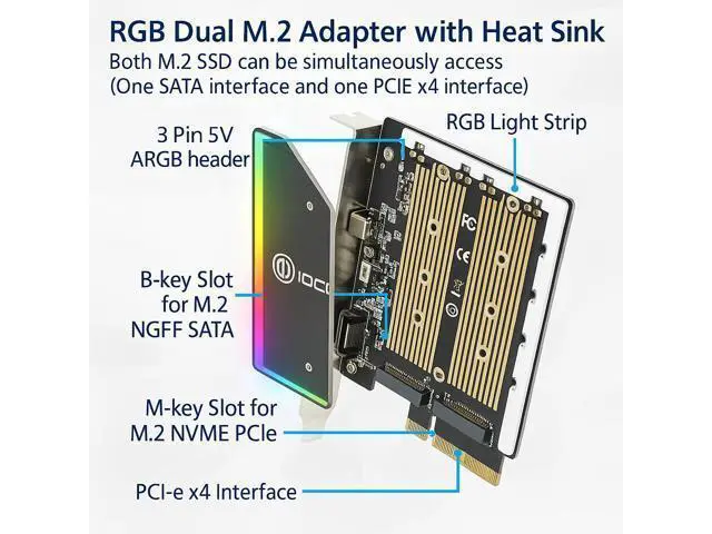 Alt view image 4 of 6 - Clearance Dual M.2 PCIe Adapter Card - 500+ Units Ready to Ship From Shenzhen Warehouse