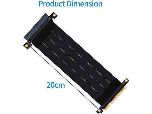 Alt view image 4 of 6 - PCI-E Gen3 Extension Cable PCI Express 3.0 8X Card Adapter Cable Riser Cable 4X for 1U/2U Chassis(180 Degree Cable 20cm)