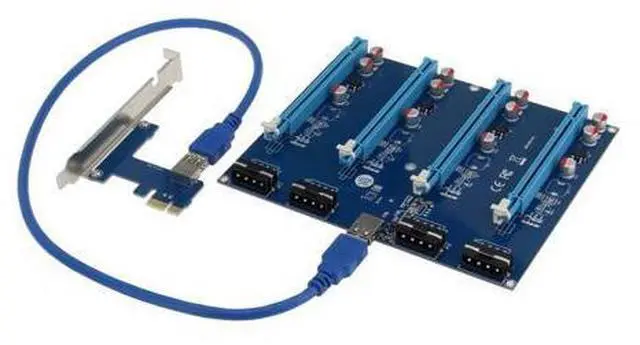 Main image of PCI-Express PCIe 1 to 4 PCI express 16X slots Riser Card PCI-E 1X to External 4 slot Adapter PCIe Port Multiplier for Mining