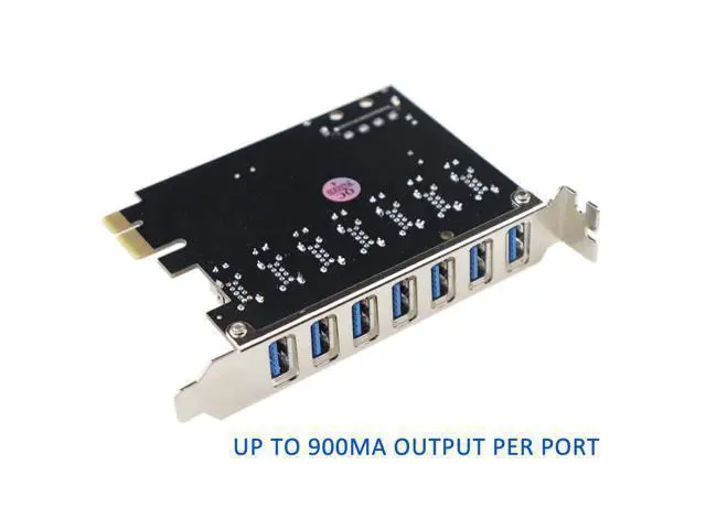 Alt view image 3 of 3 - PCIe to USB 3.0 7-Port PCI Express Expansion Card PCI-E USB3.0 Hub with Molex Power Connector Support UASP Windows 10,8.1,8,7,XP