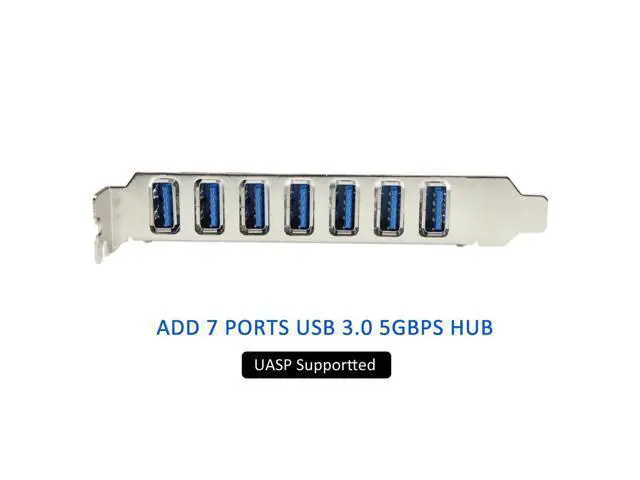 Alt view image 2 of 3 - PCIe to USB 3.0 7-Port PCI Express Expansion Card PCI-E USB3.0 Hub with Molex Power Connector Support UASP Windows 10,8.1,8,7,XP