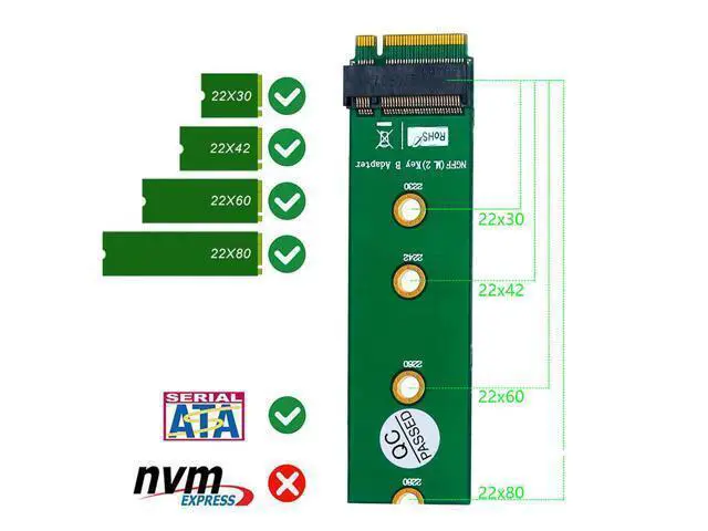 Alt view image 3 of 3 - QINDIAN Add On Cards Converter M.2 NGFF Key B to Key B Adapter M.2/M2 NGFF Raiser Riser Card for SATA-bus NGFF SSD M2 WiFi Cards