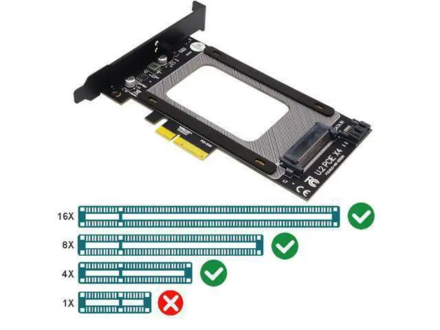 Alt view image 3 of 6 - U2 to PCI E Adapter Card Riser PCI Express 3.0 4X U.2 SFF-8639 Adapter PCIe U.2 SSD to PCI-E Card Support Intel 2.5" NVME U2 SSD
